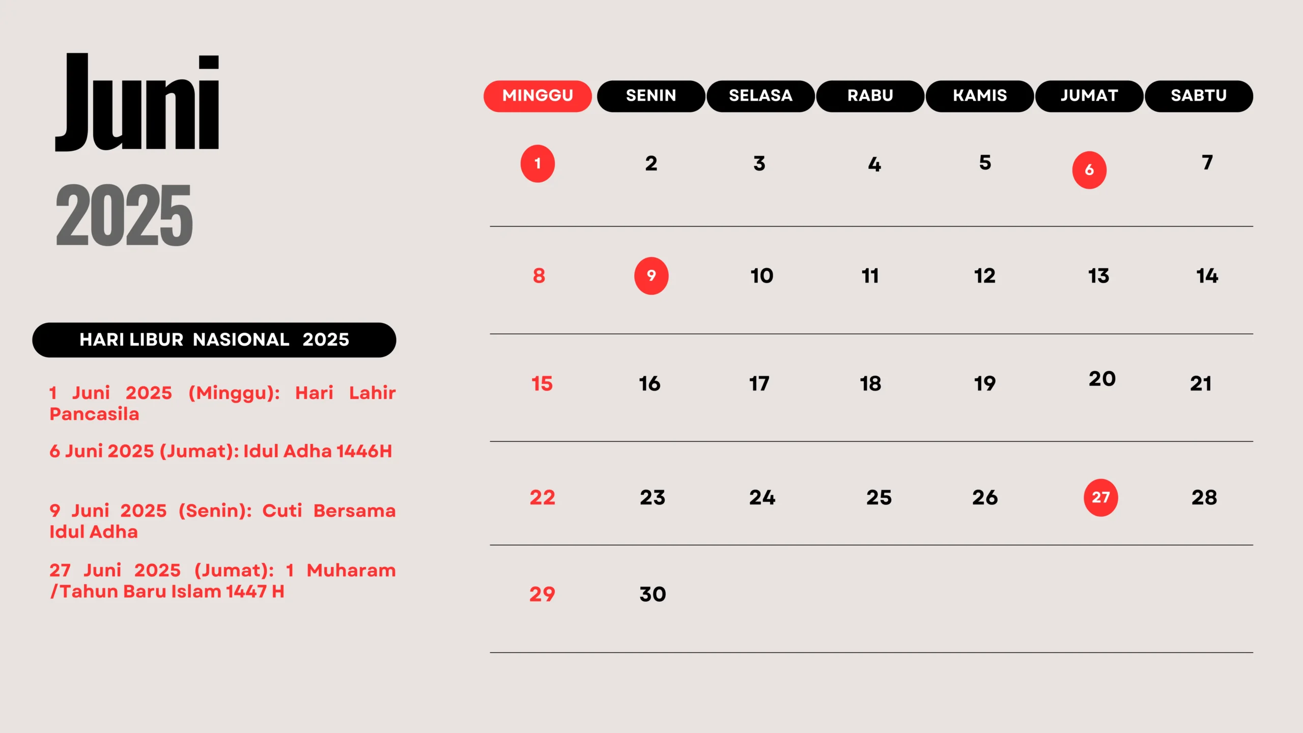 Kalender 2025 Juni